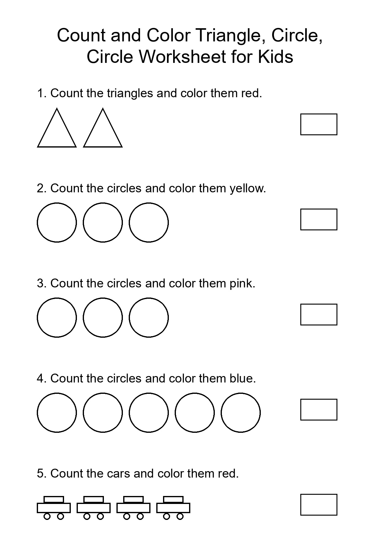 Count and Color Triangle, Circle, Circle Worksheet for Kids