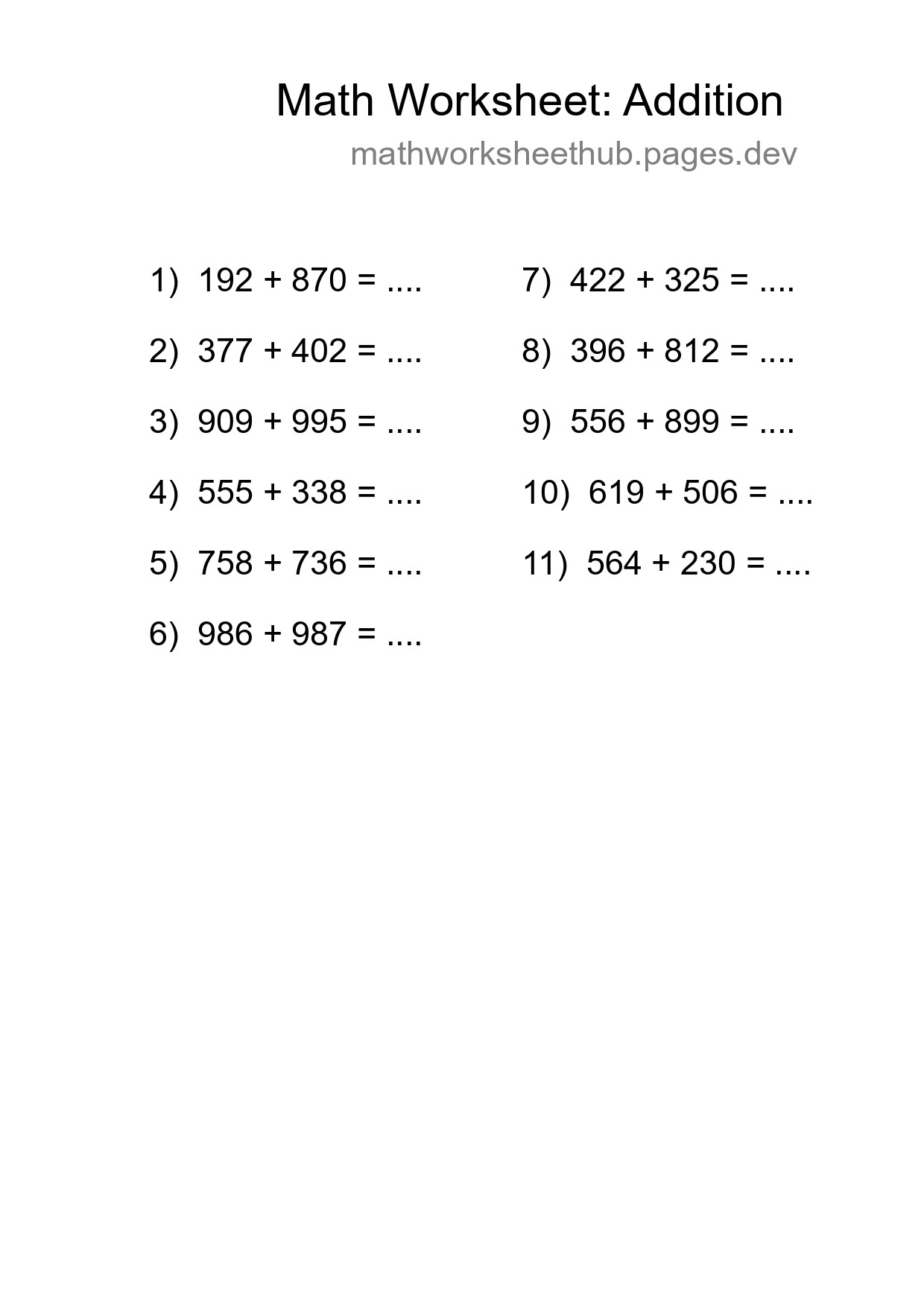 Free 11 Addition Math Worksheet For Grade 5 With Answers - Part 41