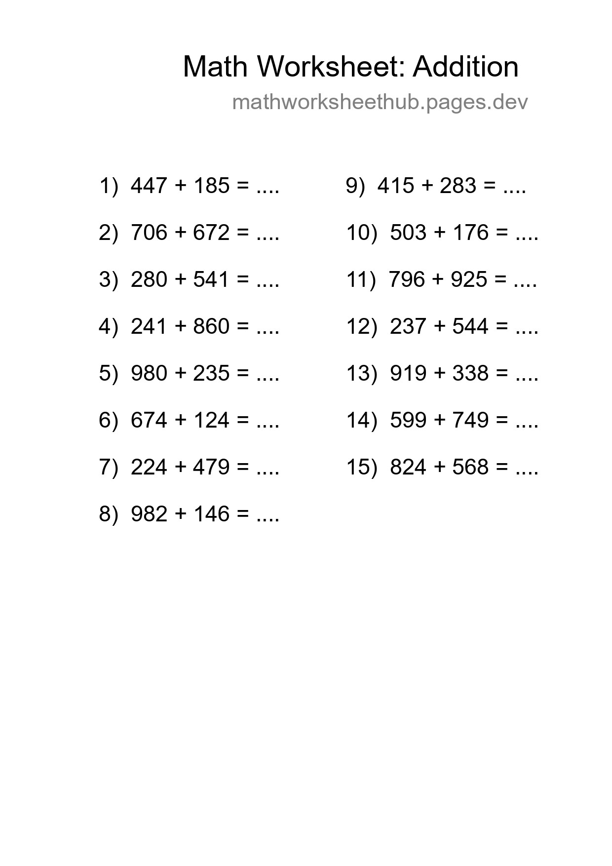 Free 15 Addition Math Worksheet For Grade 5 With Answers - Part 21