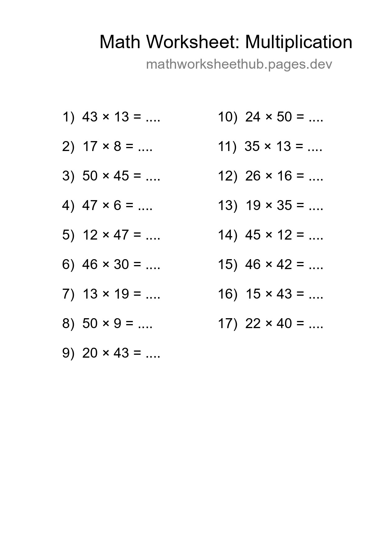 Free 17 Multiplication Math Worksheet For Grade 2 With Answers - Part 97
