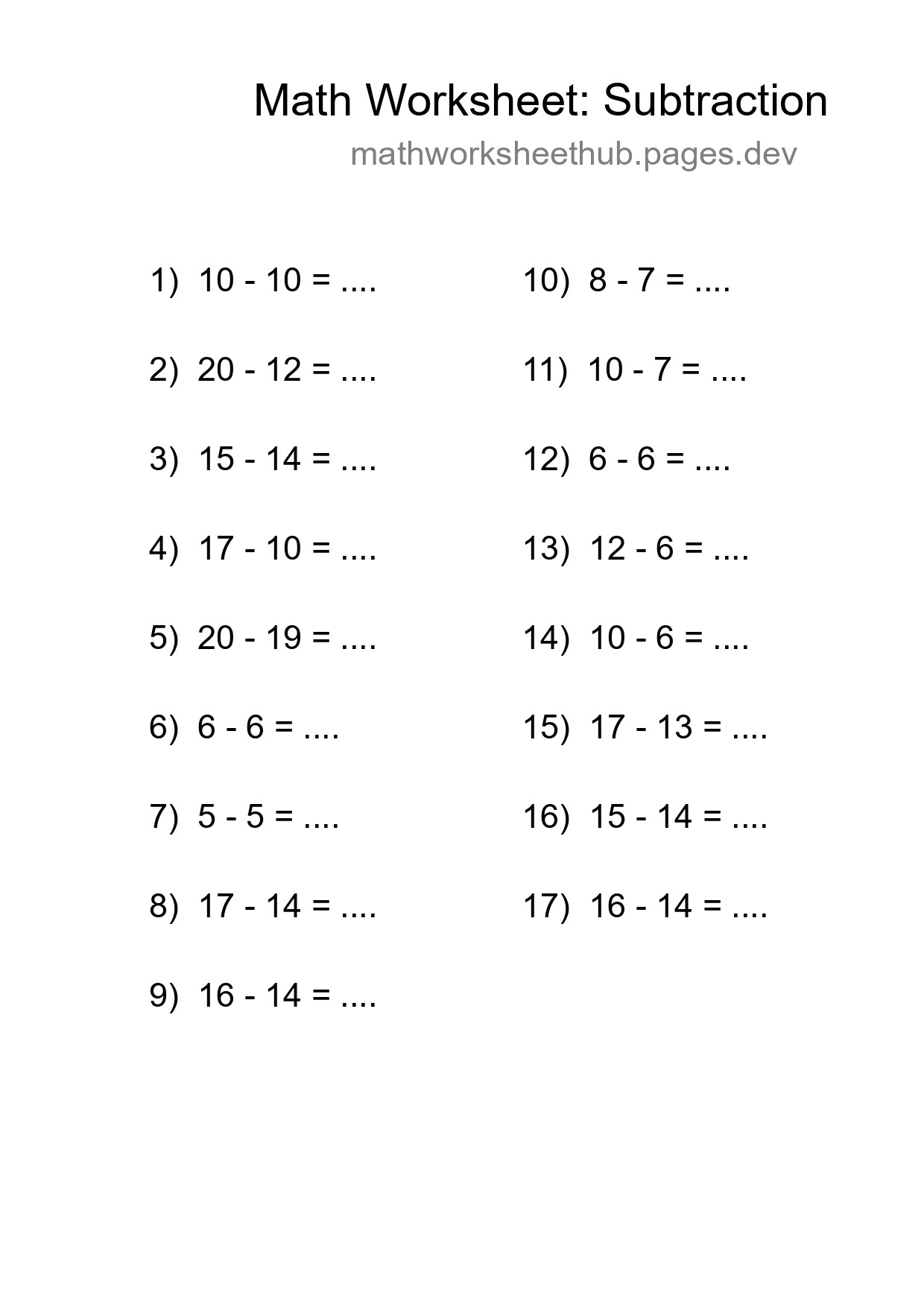 Free 17 Subtraction Math Worksheet For Grade 2 - Part 138