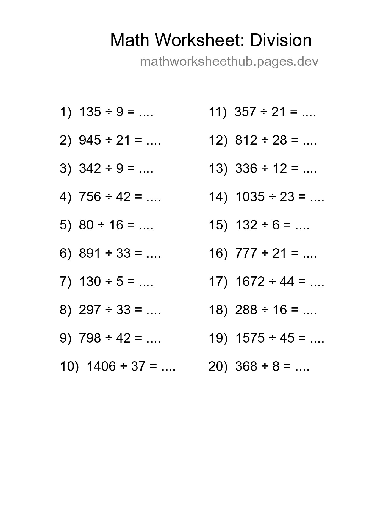 Free 20 Division Math Worksheet For Grade 2 - Part 144