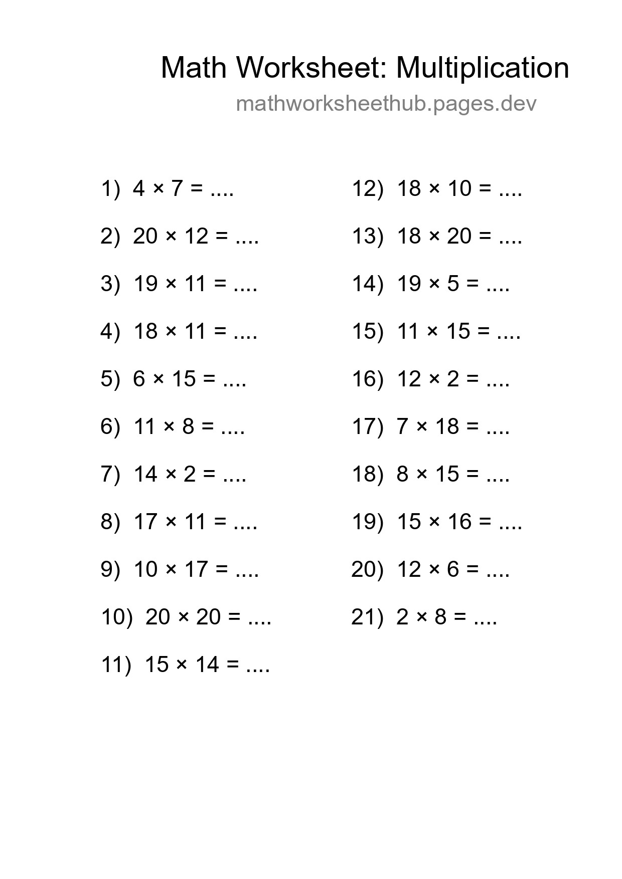 Free 21 Multiplication Math Worksheet For Grade 2 - Part 37