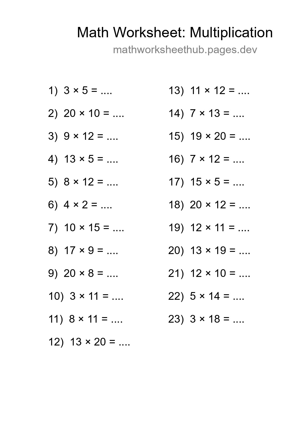Free 23 Multiplication Math Worksheet For Grade 2 With Answers - Part 77