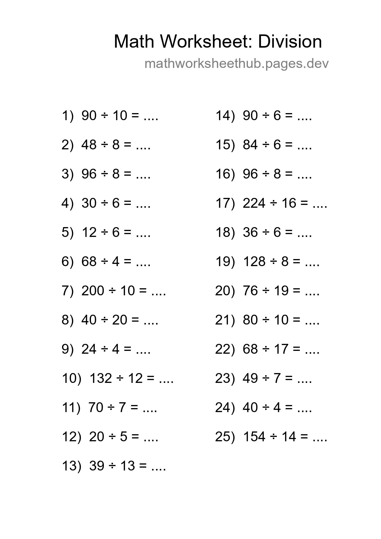 Free 25 Division Math Worksheet For Grade 2 - Part 14