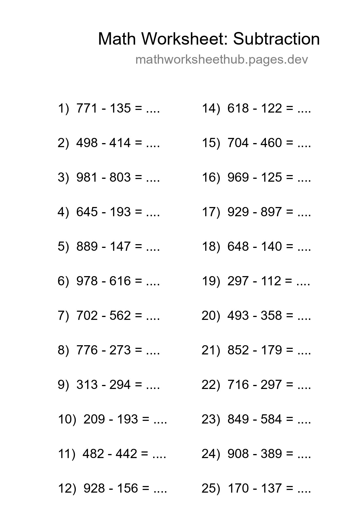 Free 26 Subtraction Math Worksheet For Grade 5 With Answers - Part 238