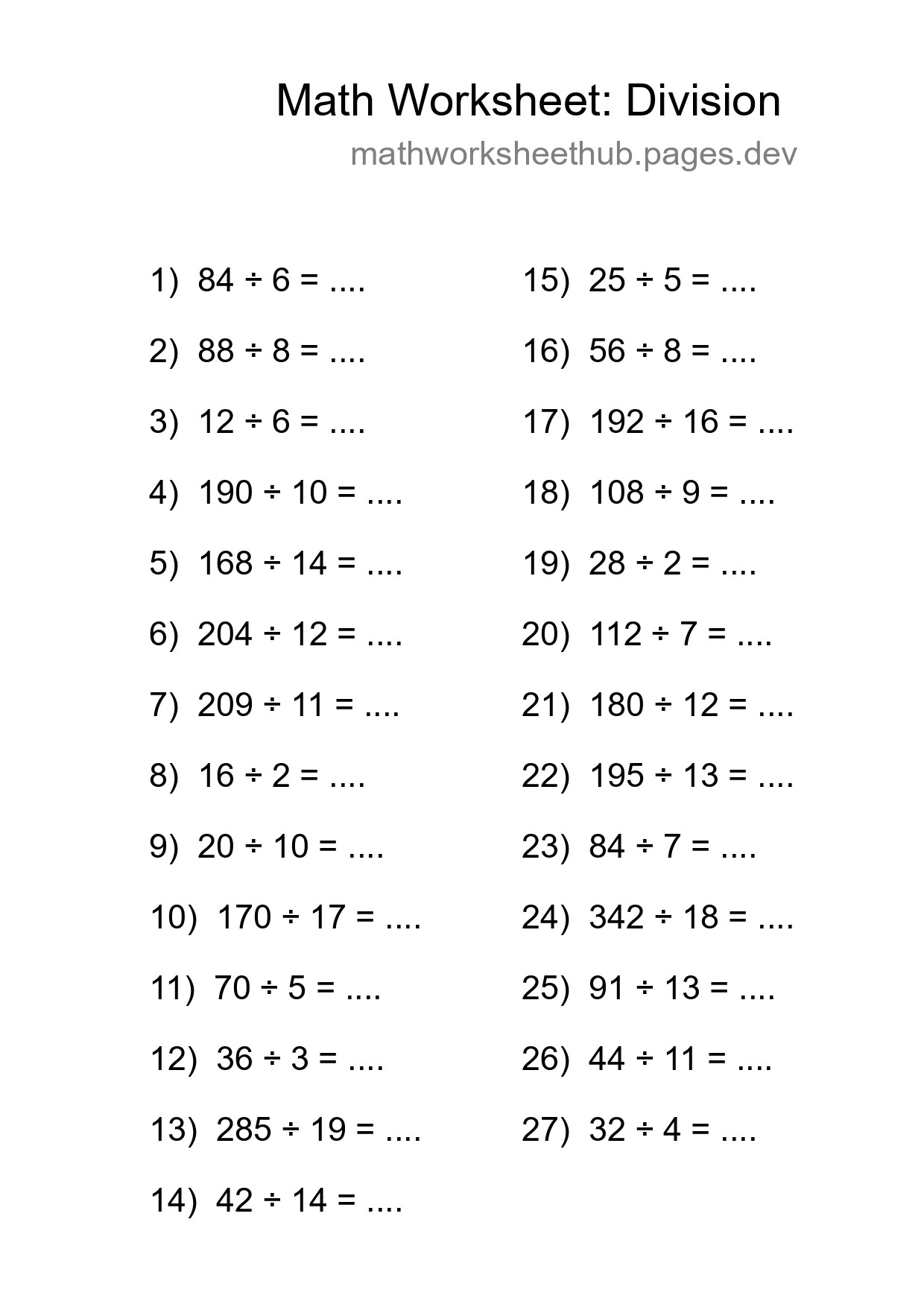 Free 27 Division Math Worksheet For Grade 2 With Answers - Part 244