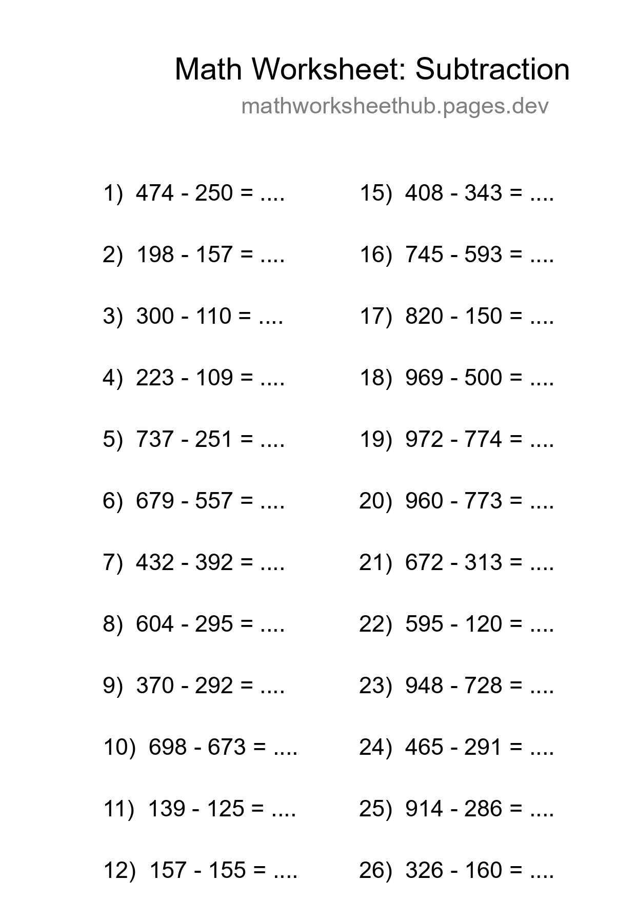Free 27 Subtraction Math Worksheet For Grade 5 With Answers - Part 58
