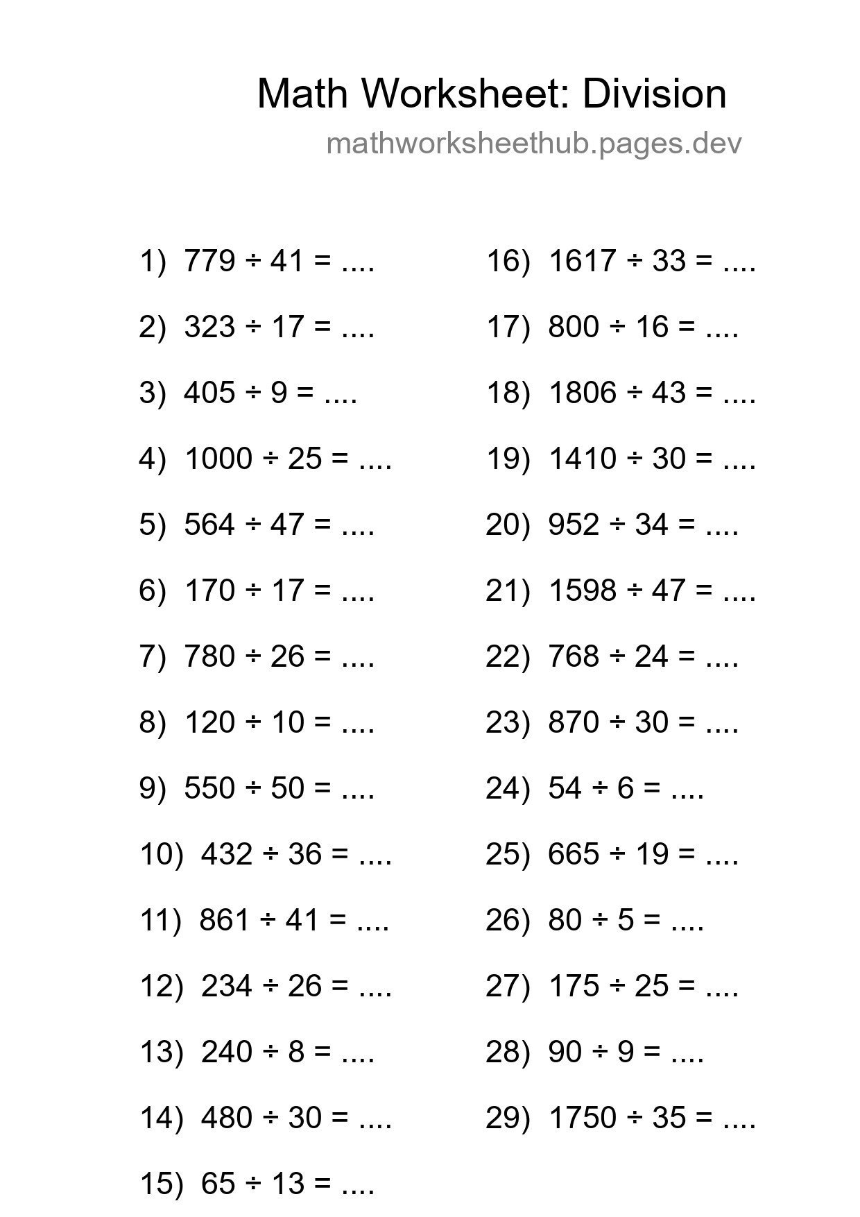 Free 29 Division Math Worksheet For Grade 2 With Answers - Part 64