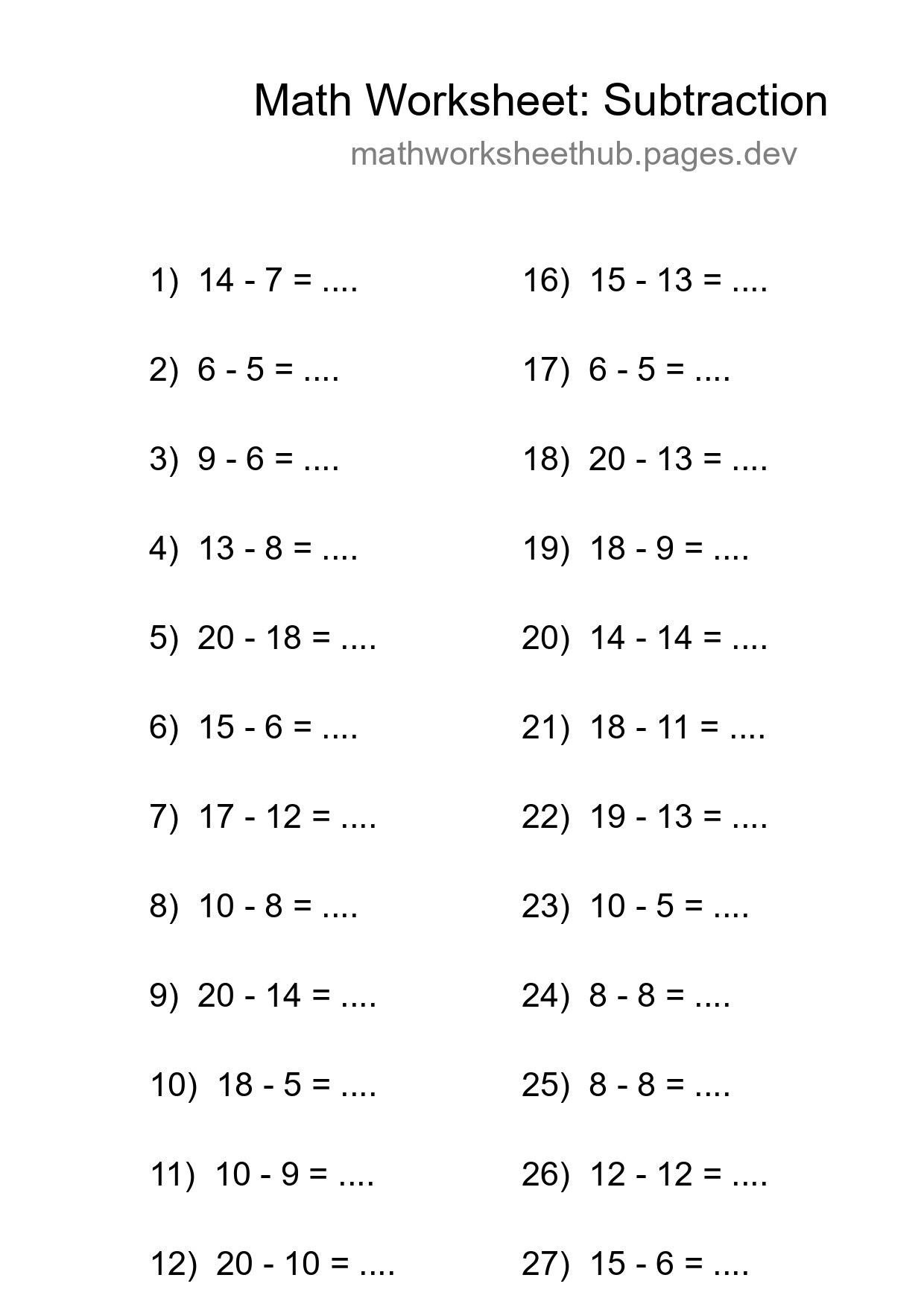 Free 30 Subtraction Math Worksheet For Grade 2 - Part 118