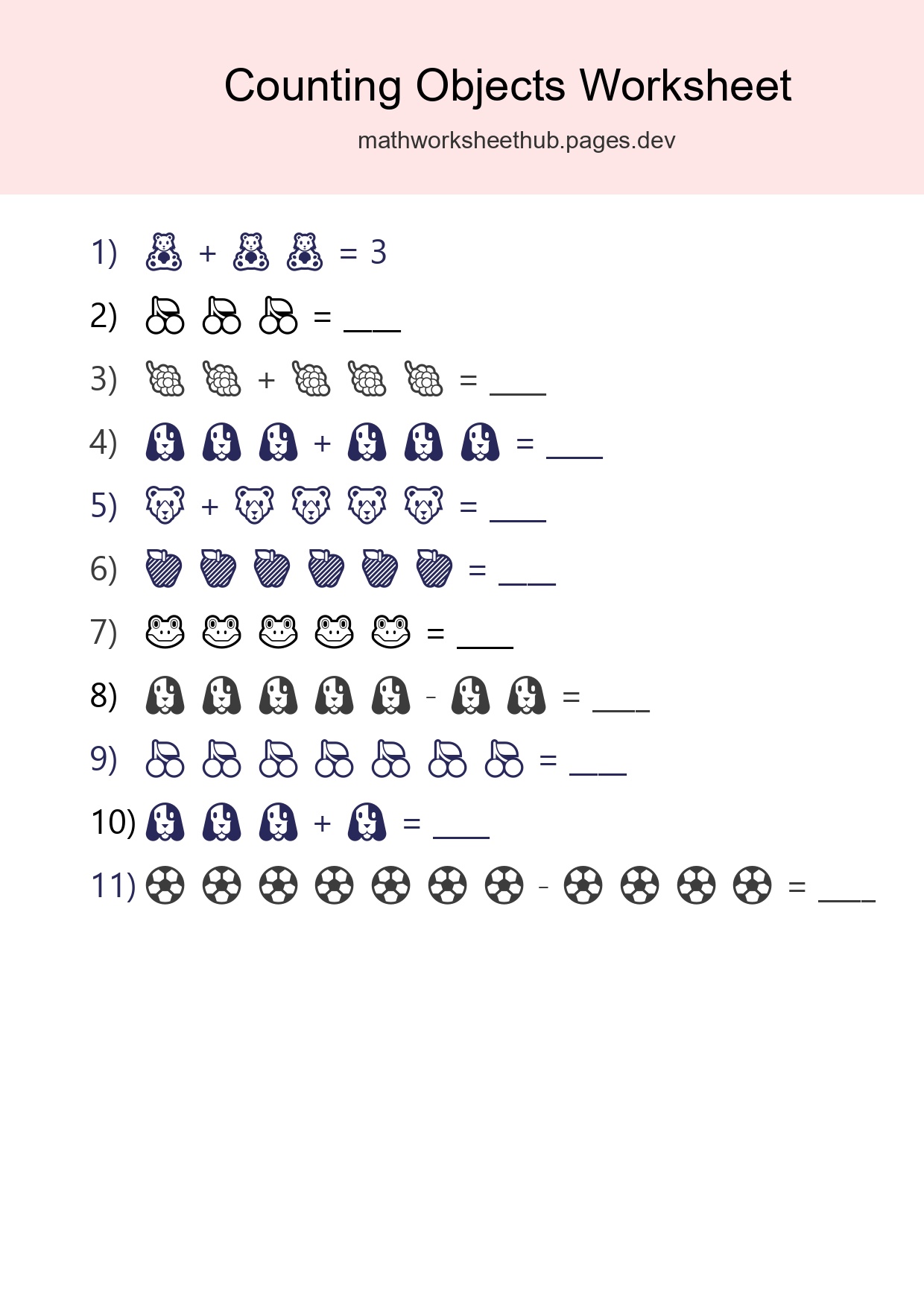 Free Counting Objects Worksheet For Kindergarten - Part 173