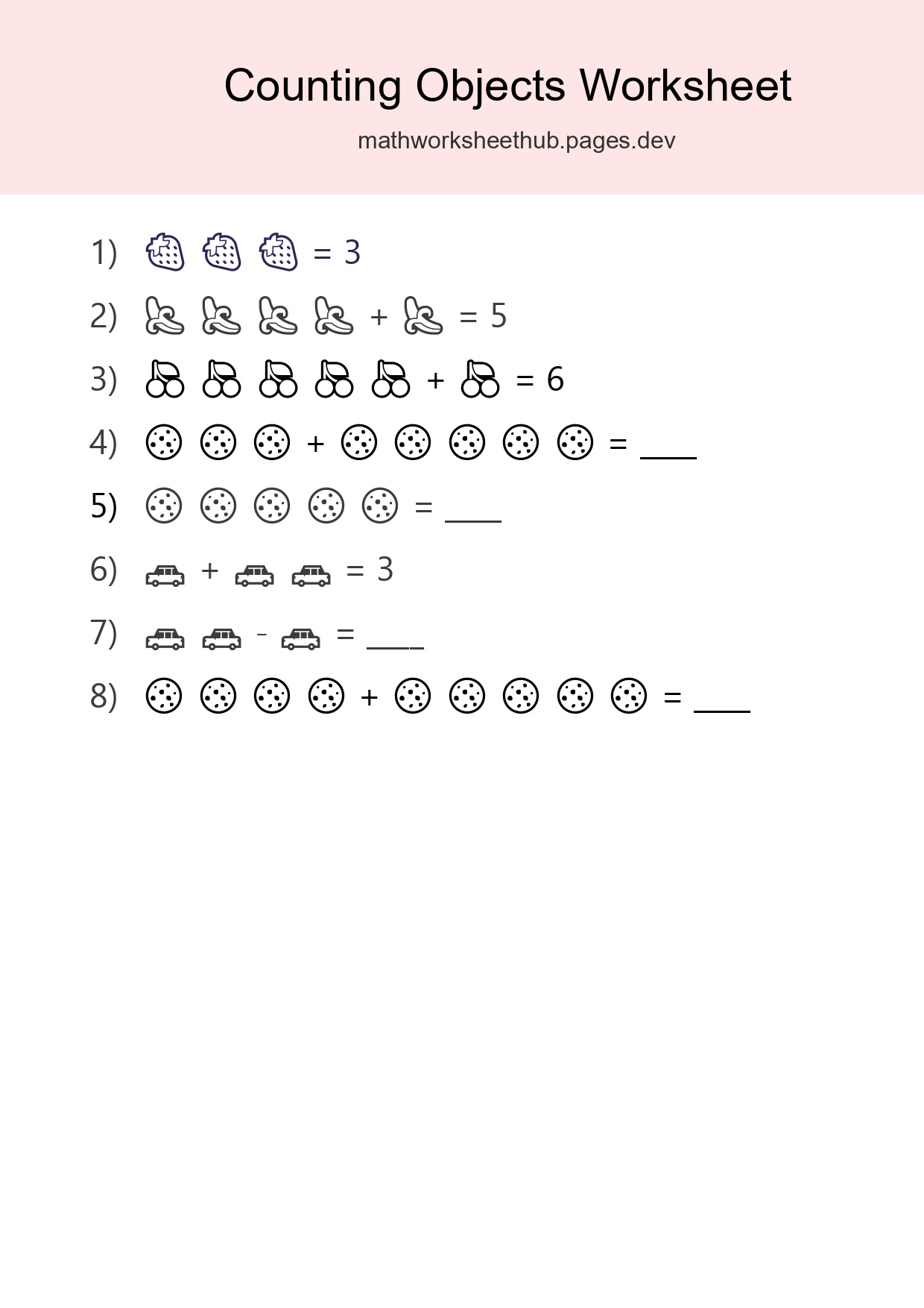 Free Counting Objects Worksheet For Kindergarten - Part 23