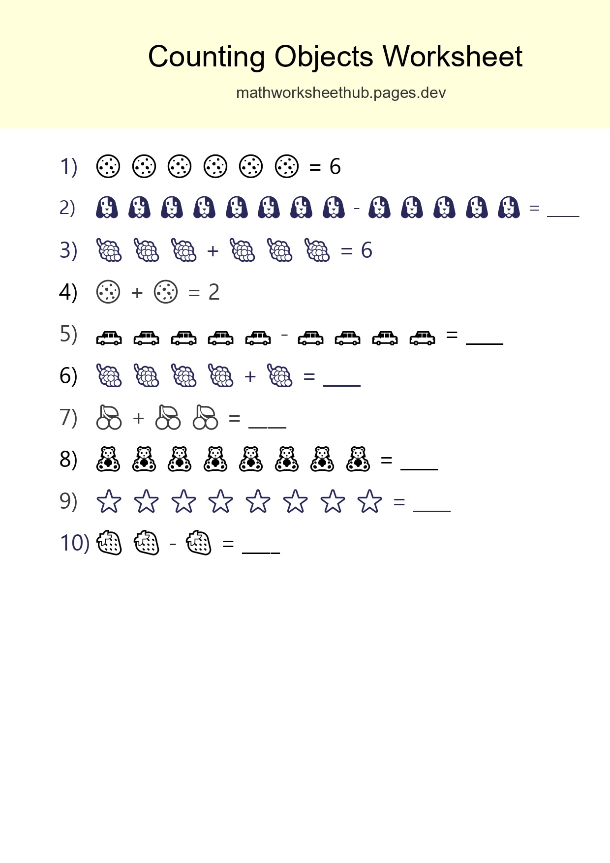Free Counting Objects Worksheet For Kindergarten - Part 273