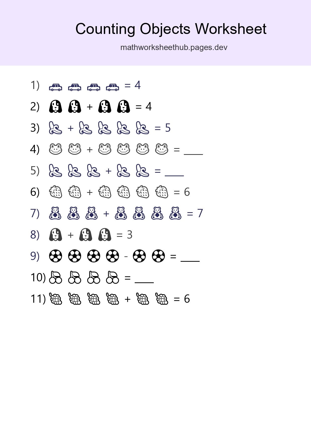 Free Counting Objects Worksheet For Kindergarten - Part 293