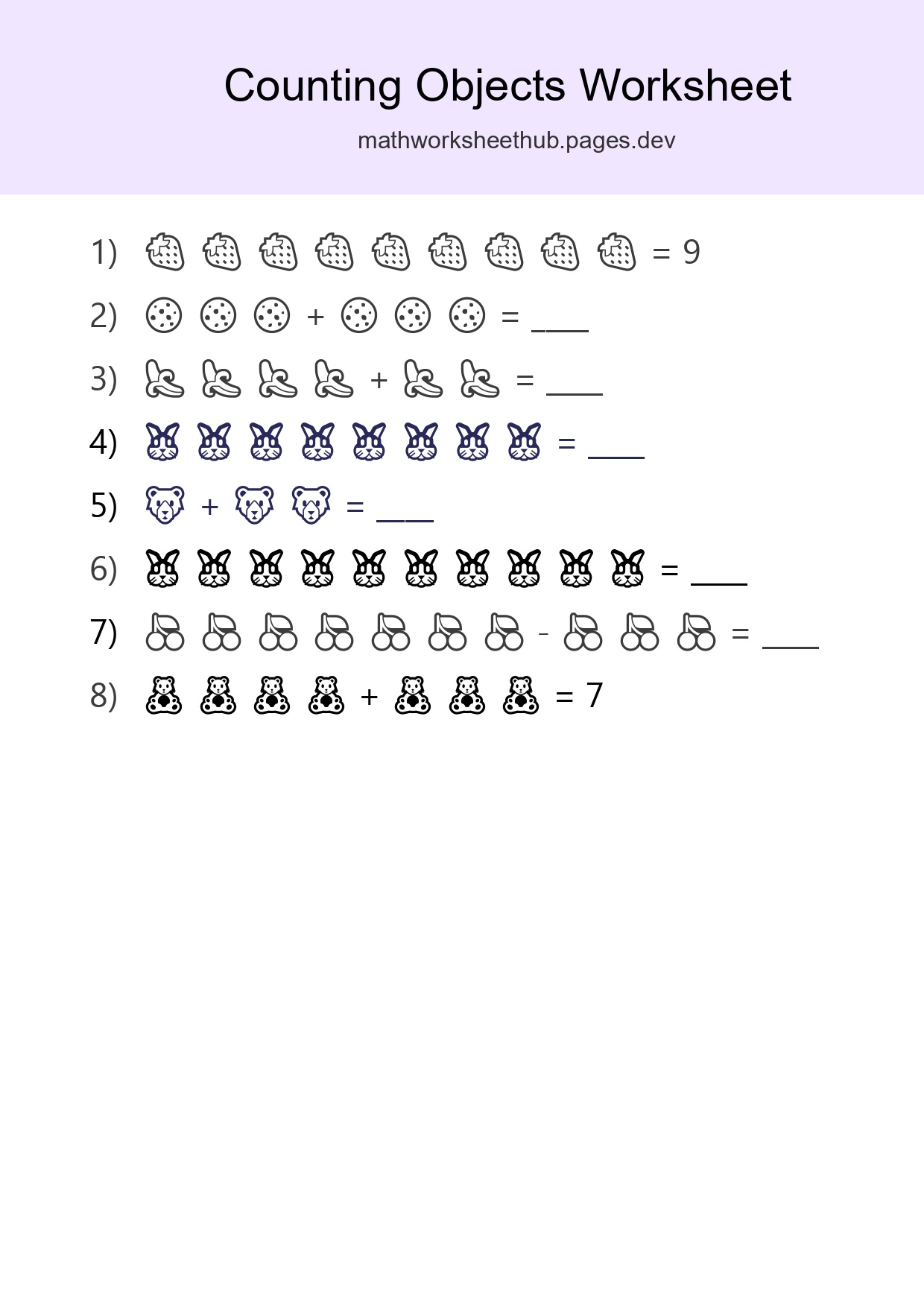 Free Counting Objects Worksheet For Kindergarten - Part 33
