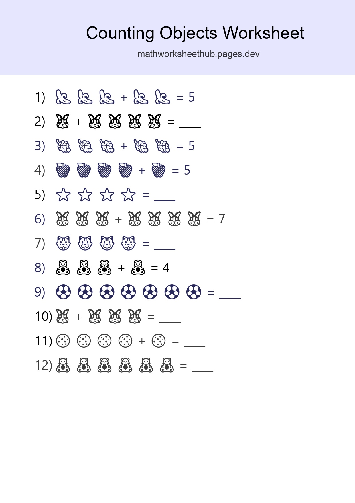 Free Counting Objects Worksheet For Kindergarten - Part 63