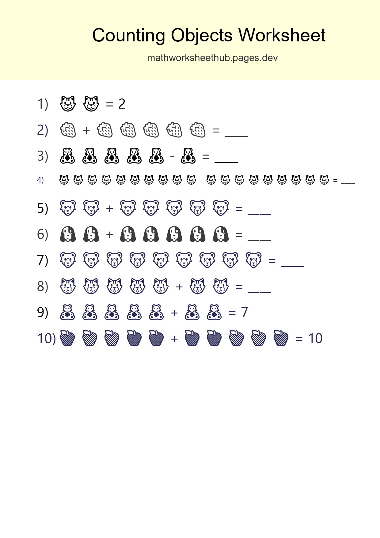 Free Counting Objects Worksheet For Kindergarten Printable - Part 13