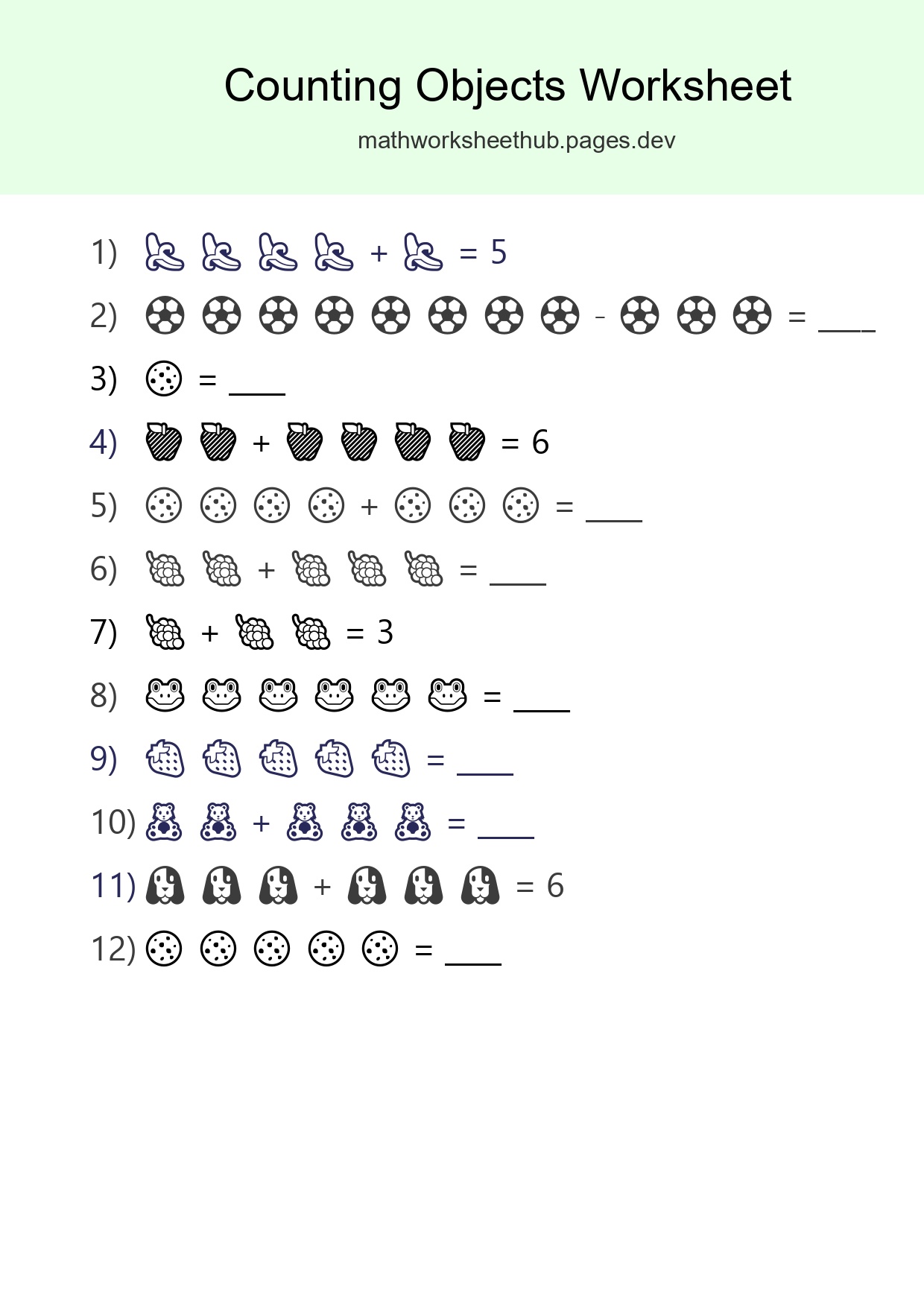 Free Counting Objects Worksheet For Kindergarten Printable - Part 43
