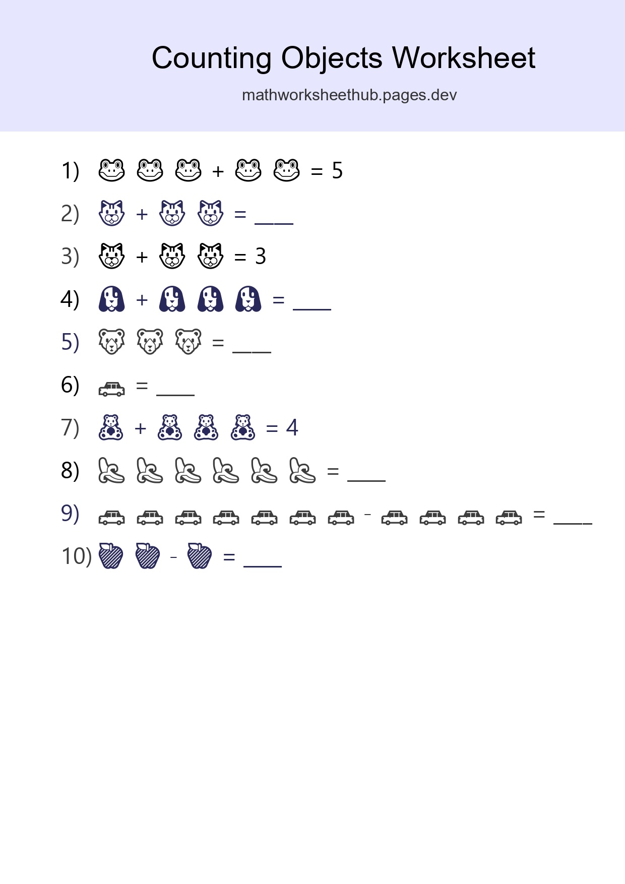 Free Counting Objects Worksheet For Kindergarten Printable - Part 83