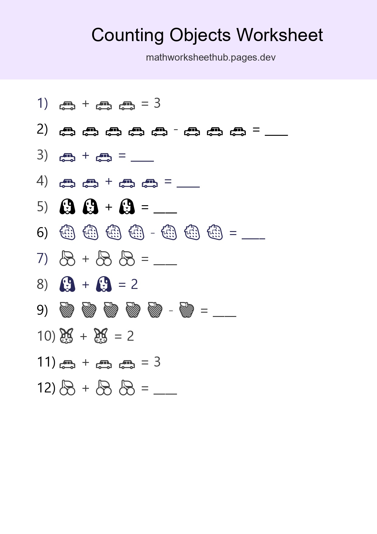 Free Counting Objects Worksheet For Pre-K - Part 193