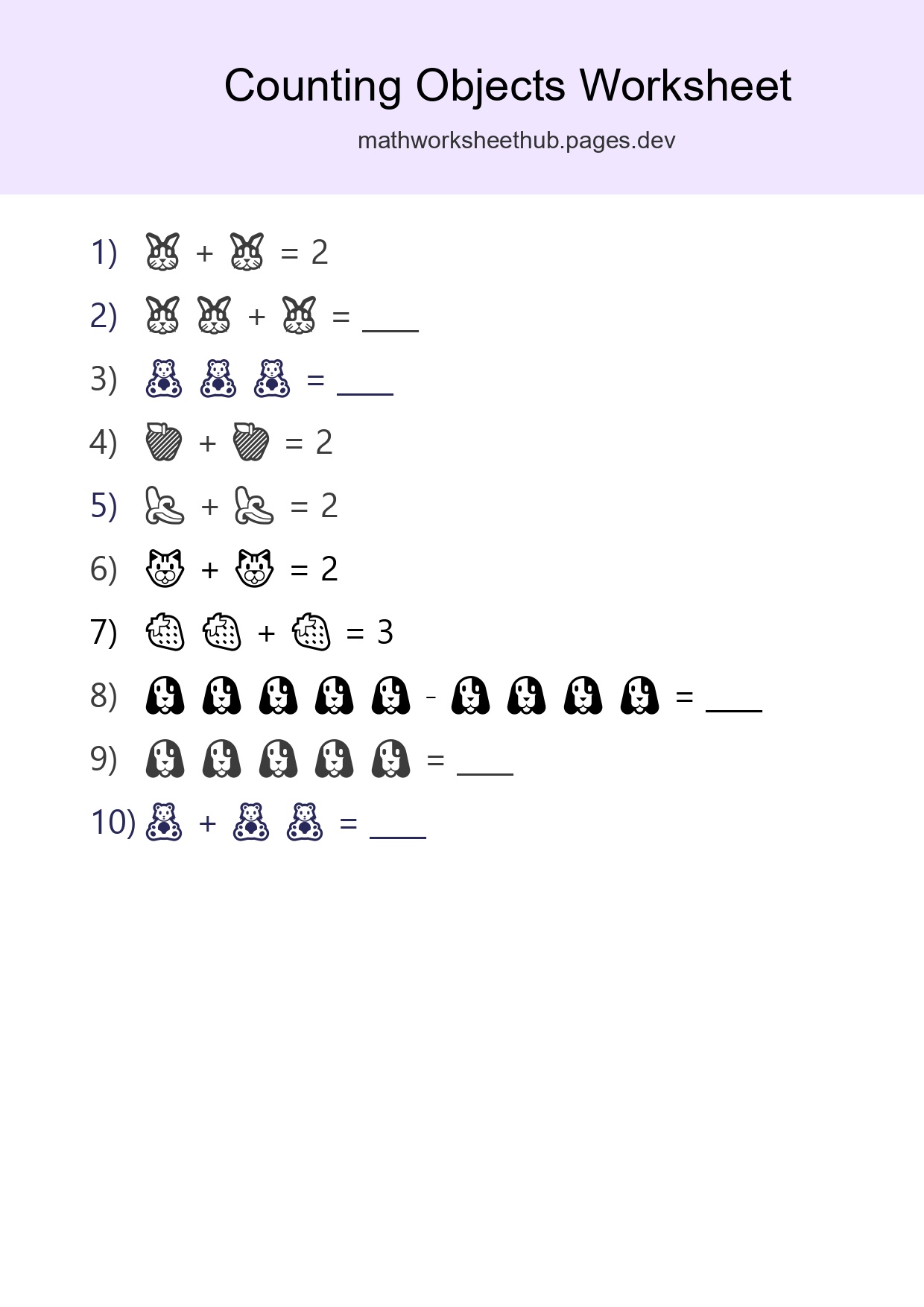 Free Counting Objects Worksheet For Pre-K - Part 73