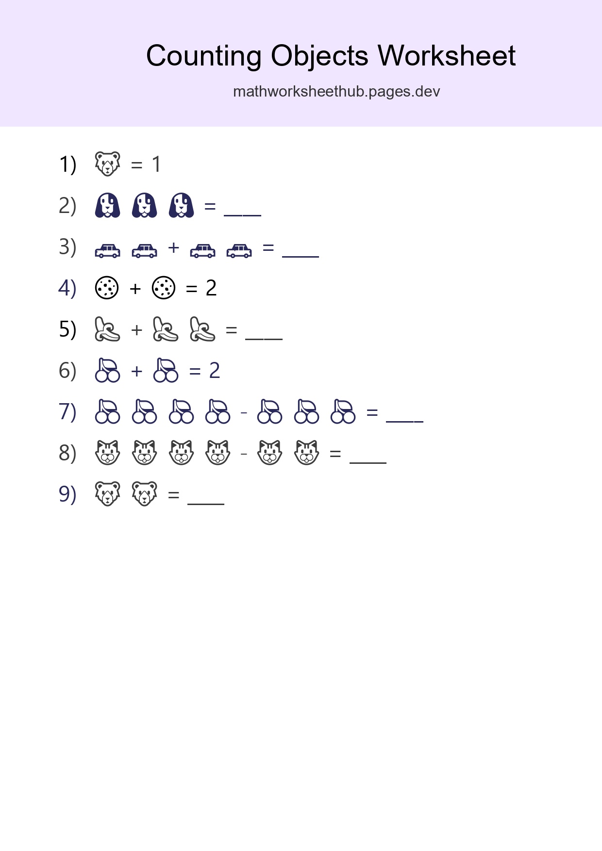 Free Counting Objects Worksheet For Pre-K Printable - Part 203