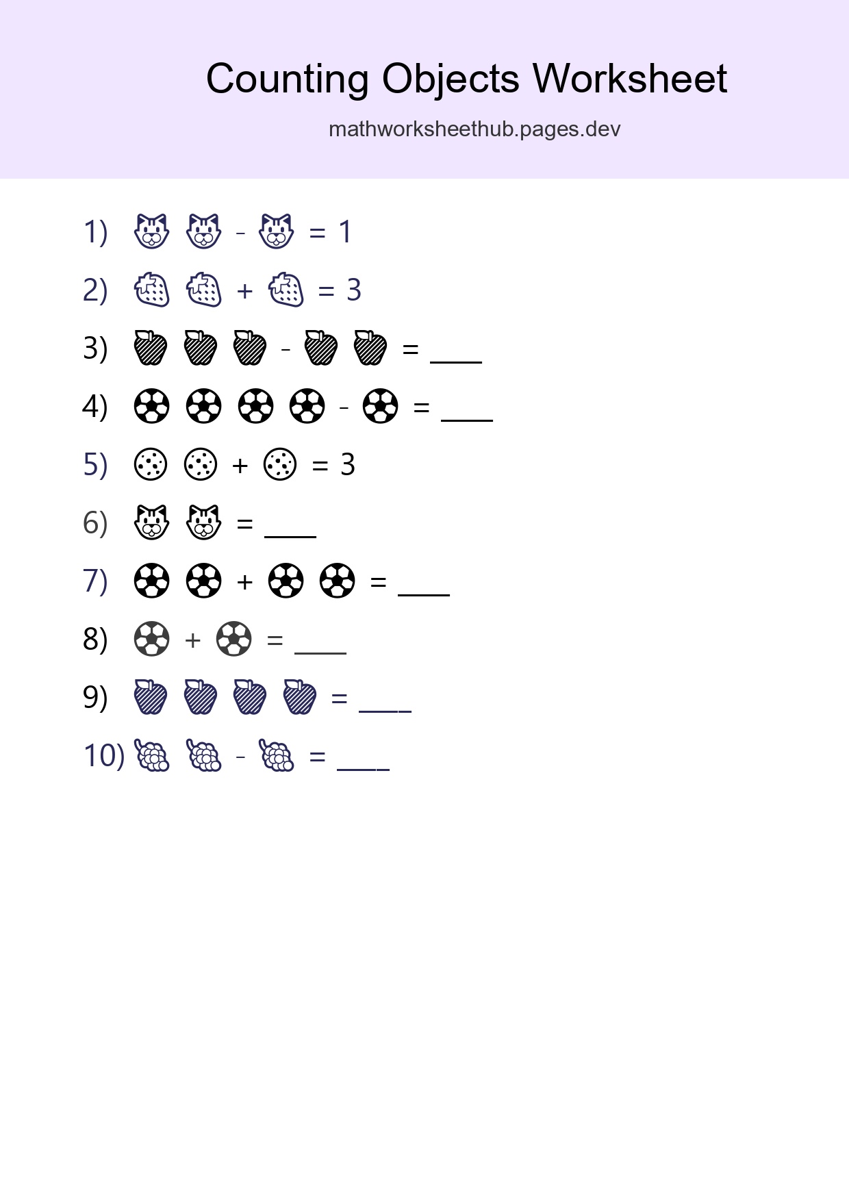 Free Counting Objects Worksheet For Pre-K Printable - Part 223