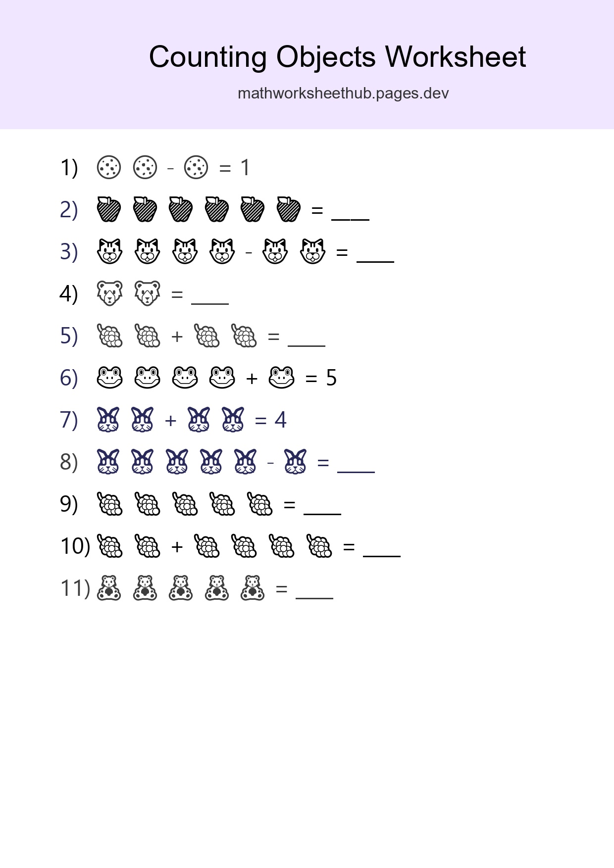 Kindergarten Count The Objects Worksheet - Part 163