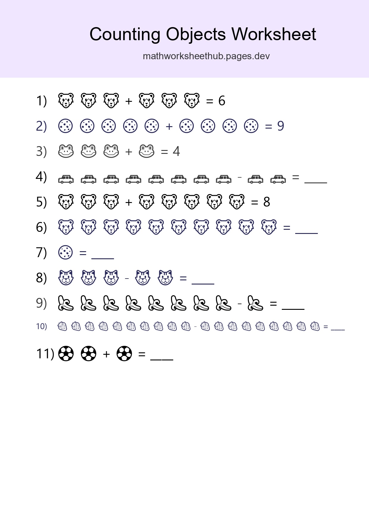Kindergarten Count The Objects Worksheet - Part 93