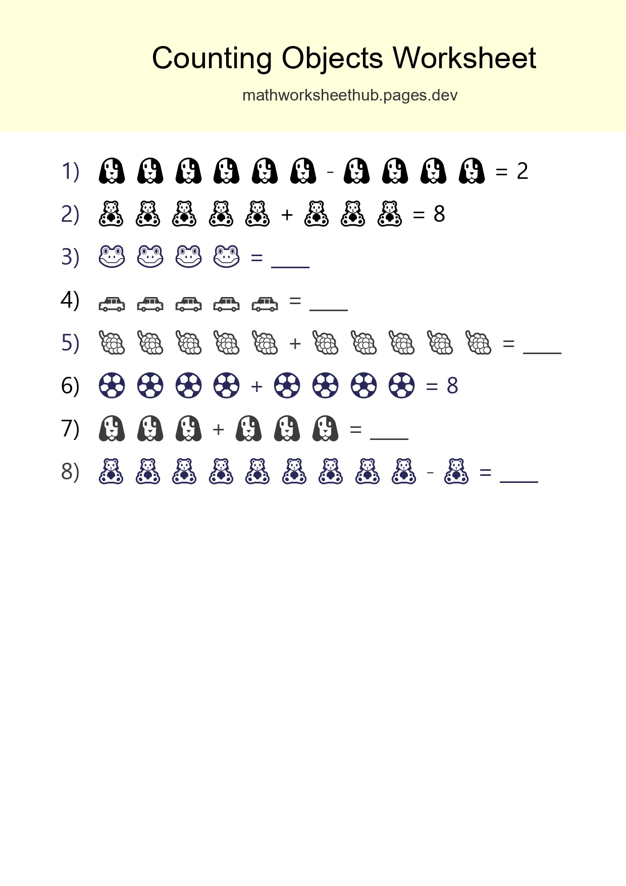 Learn Counting With Pictures Worksheet (Kindergarten) - Part 103
