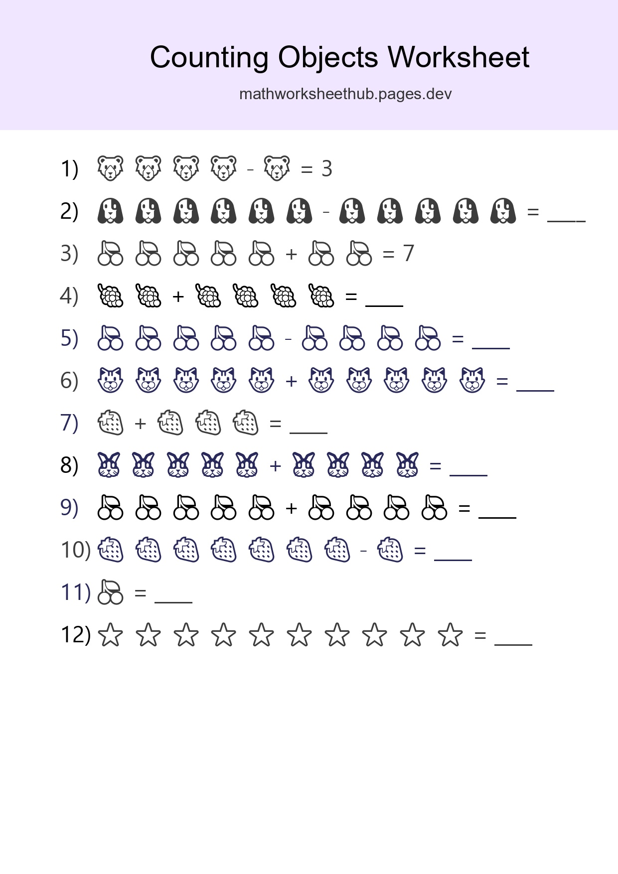Learn Counting With Pictures Worksheet (Kindergarten) - Part 143