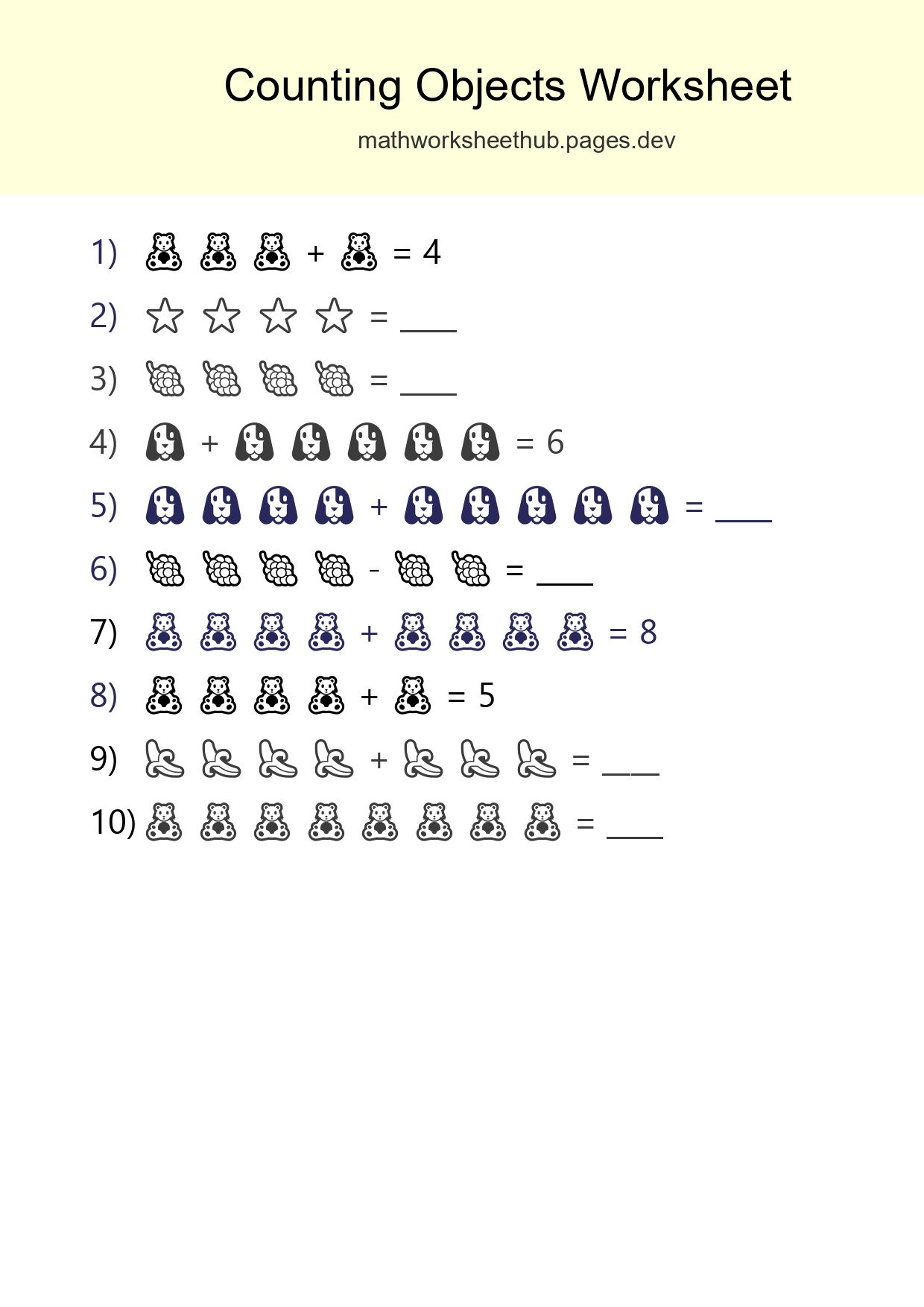 Learn Counting With Pictures Worksheet (Kindergarten) - Part 253