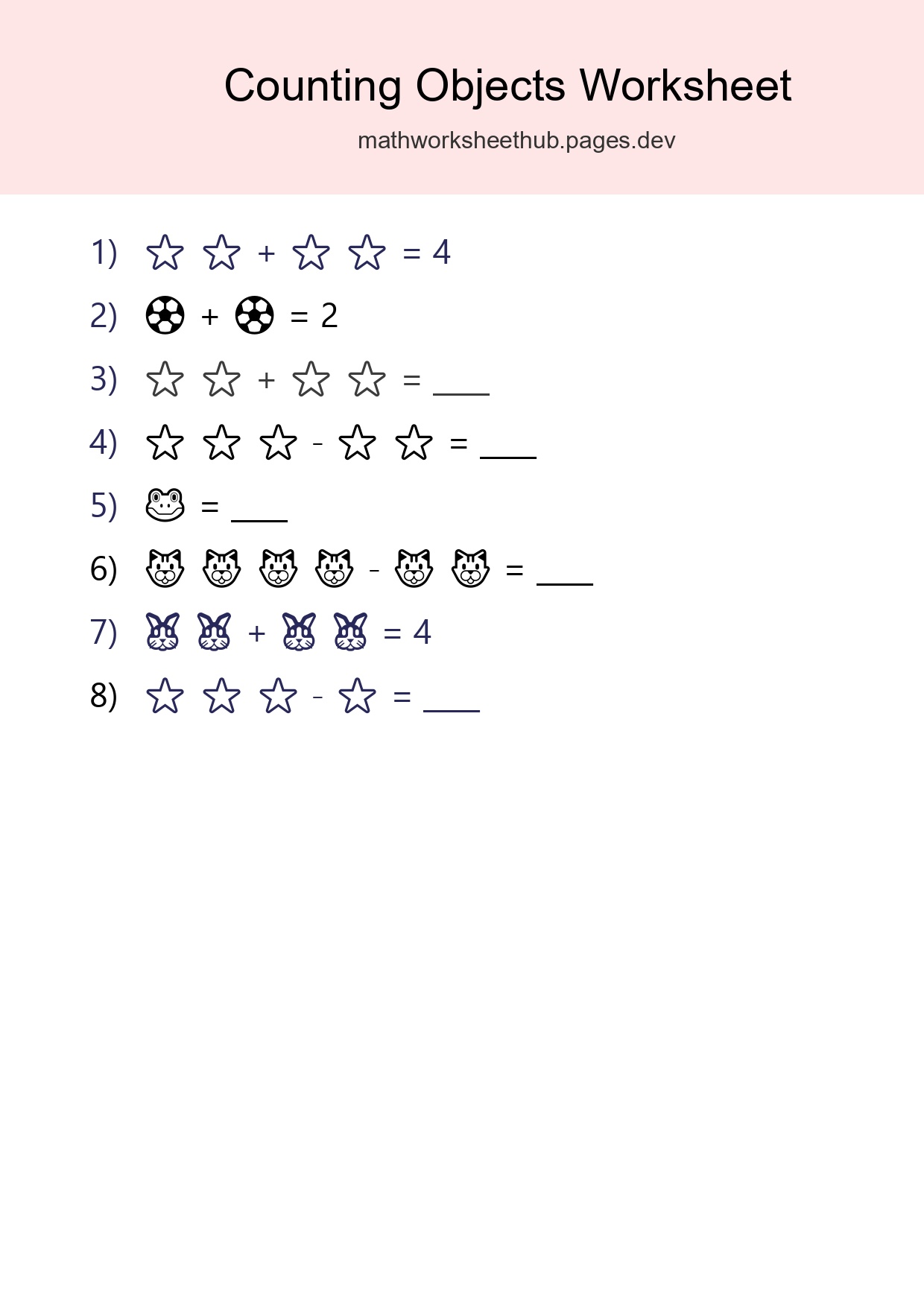 Learn Counting With Pictures Worksheet (Pre-K) - Part 3