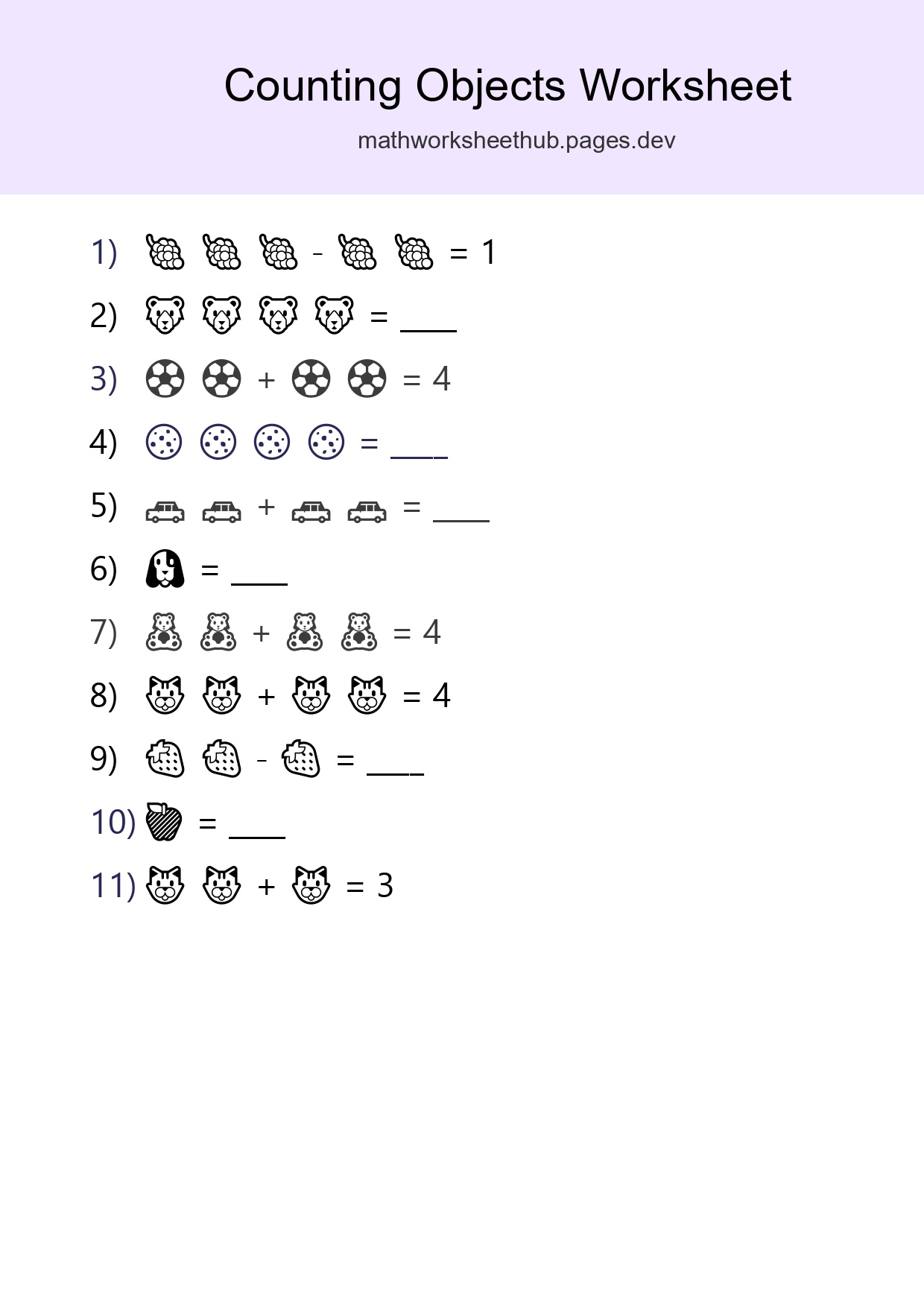 Pre-K Count The Objects Worksheet - Part 243